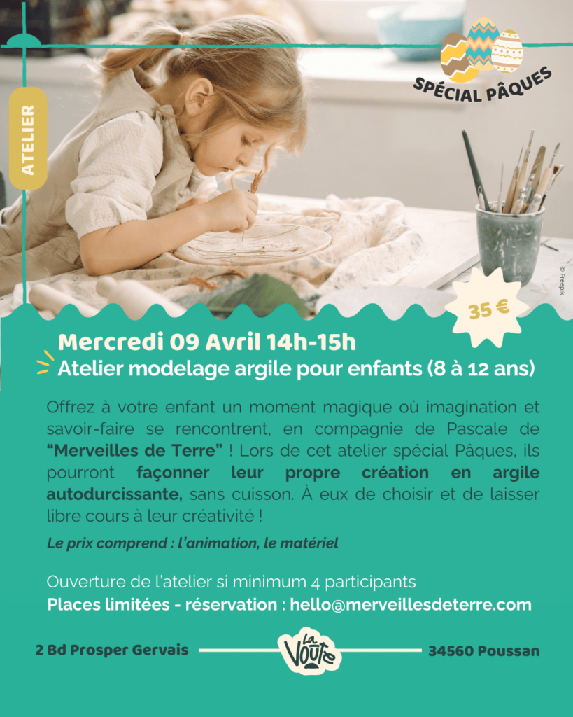 Lire la suite à propos de l’article ATELIER MODELAGE ARGILE – ENFANT (8 à 12 ans)