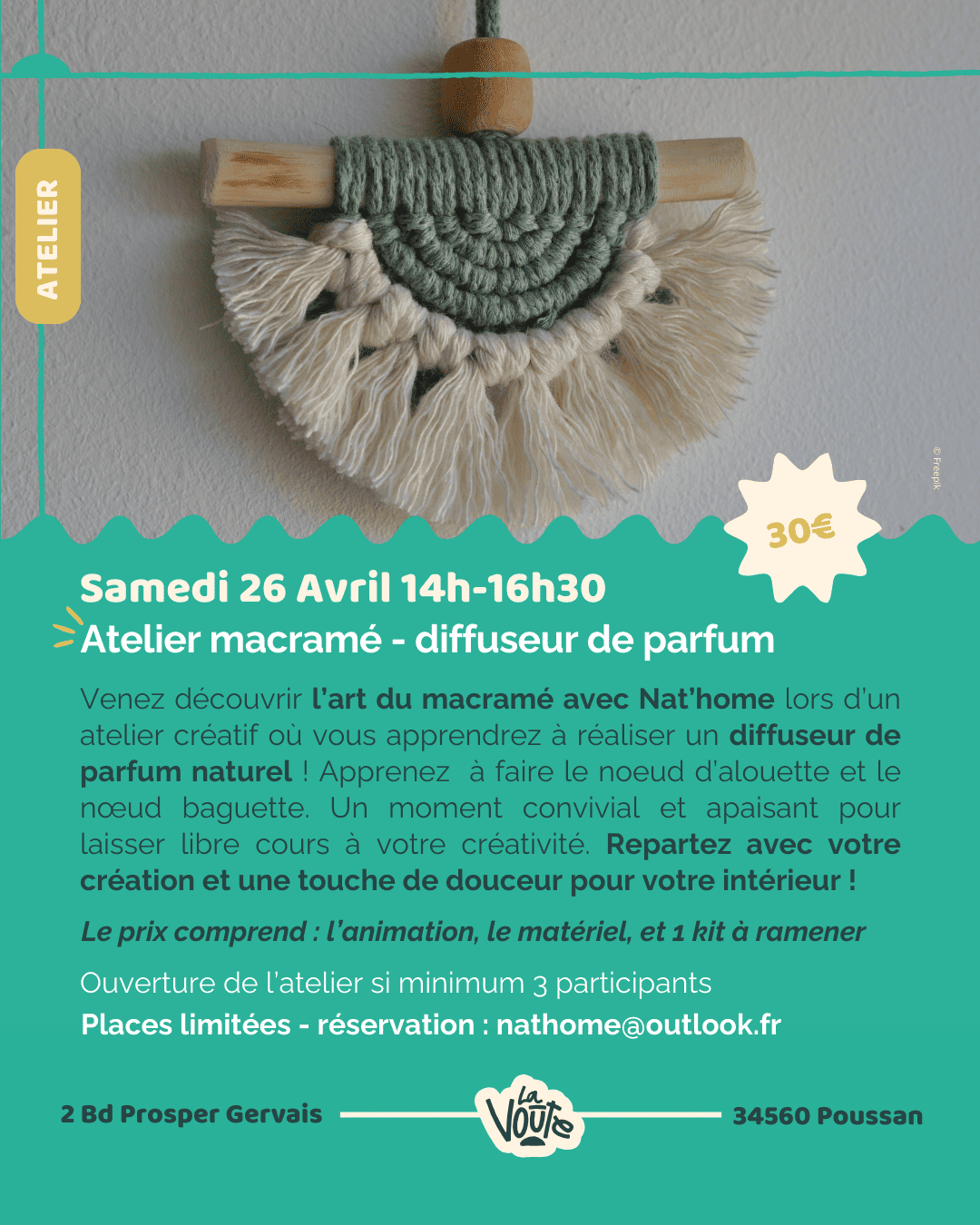atelier macramé initiation poussan 34
