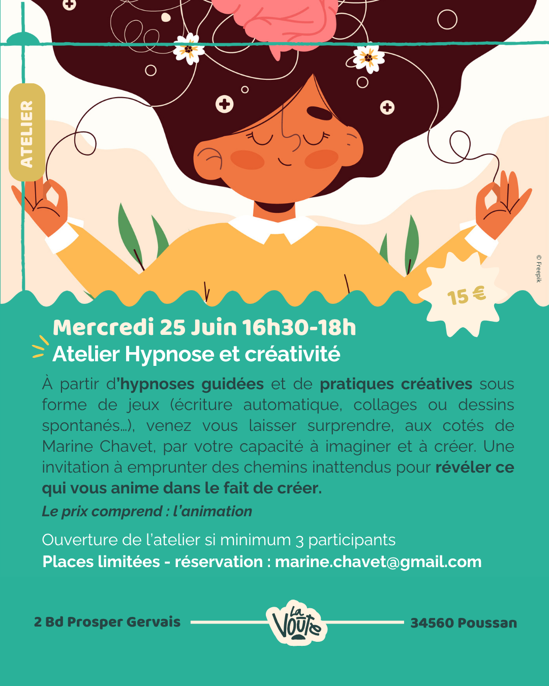 atelier hypnose et créativité poussan hérault