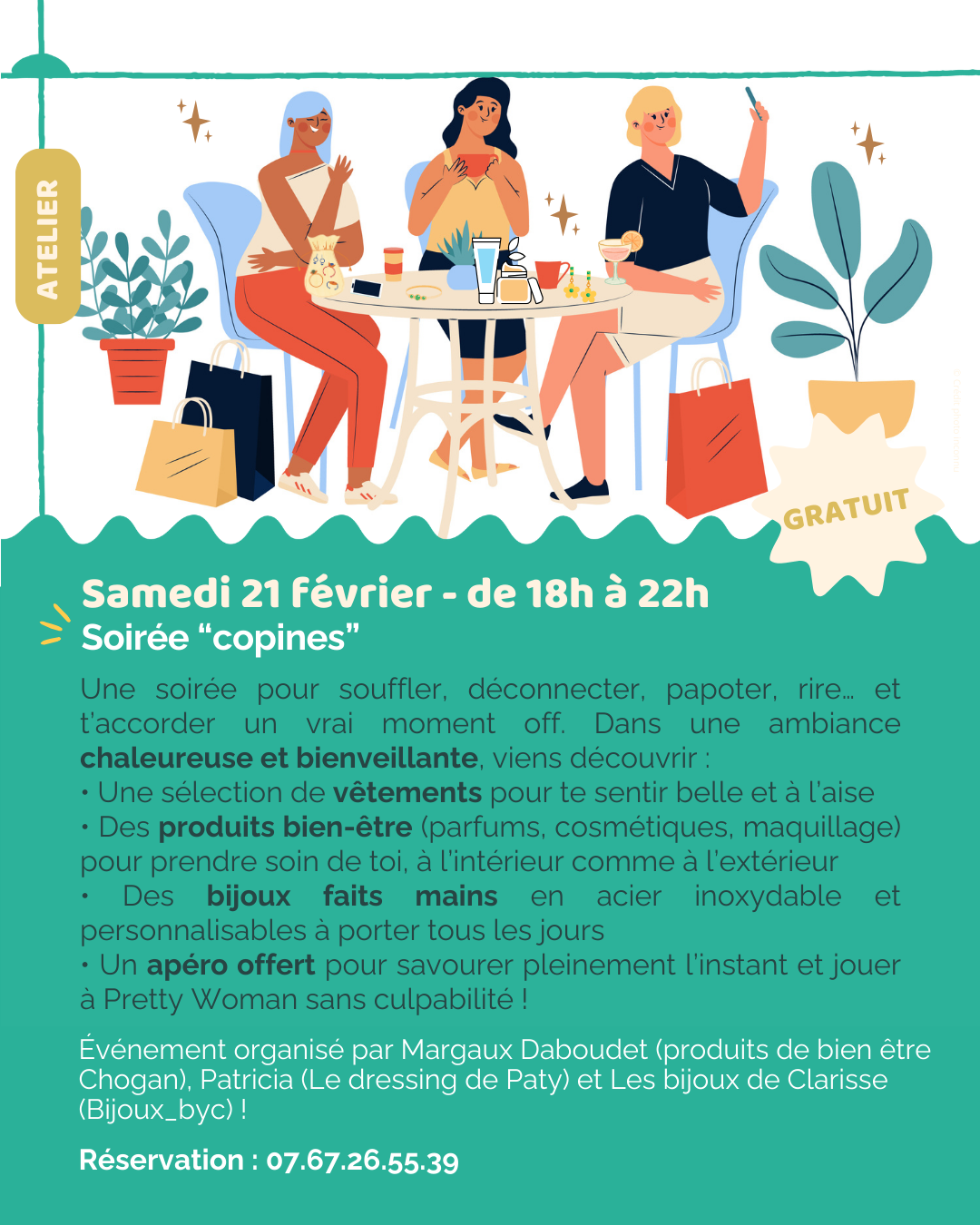 soirée entre copine moment entre fille shopping beauté vetements bijoux à poussan